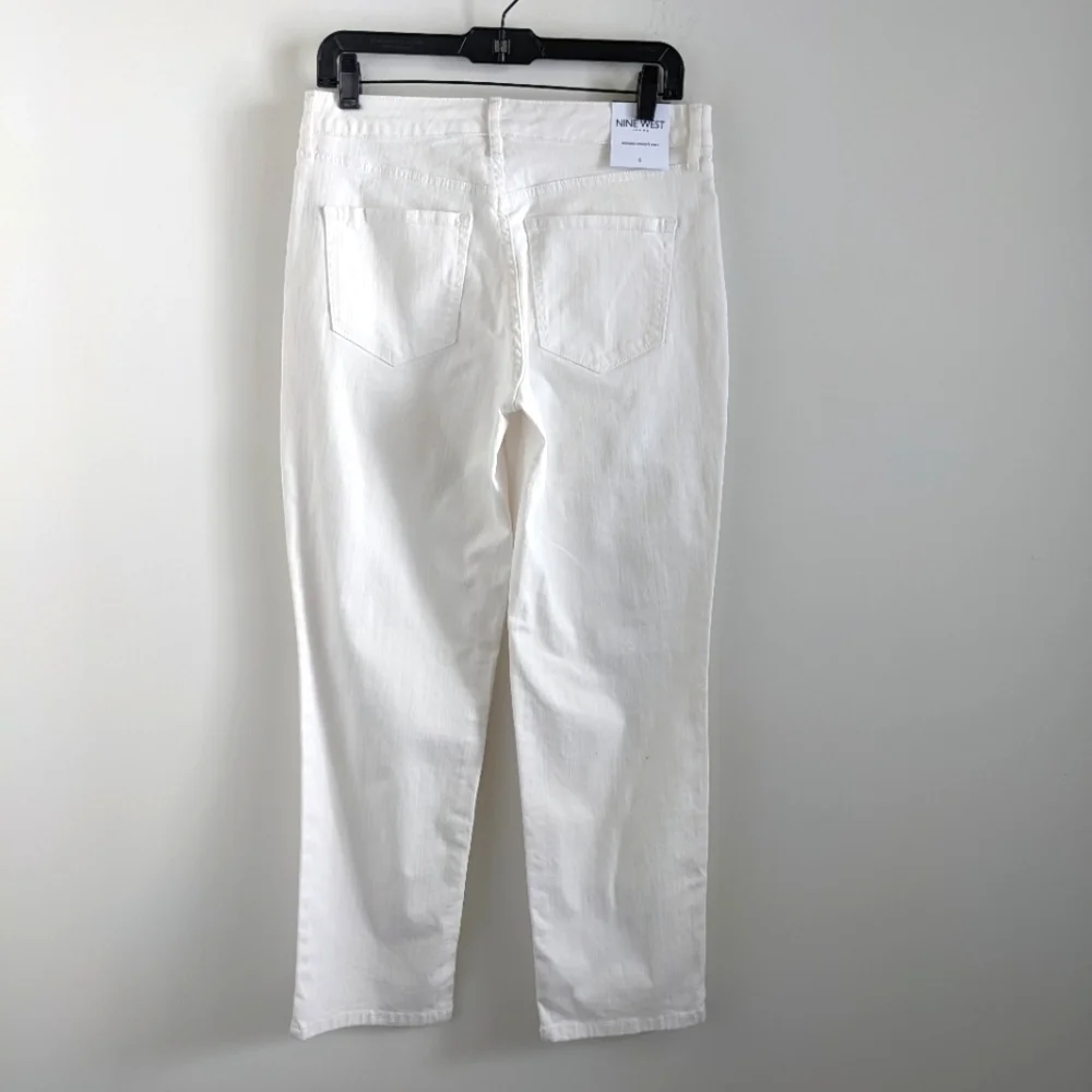 NINE West White High Rise Straight cropped Ankle Pants 6